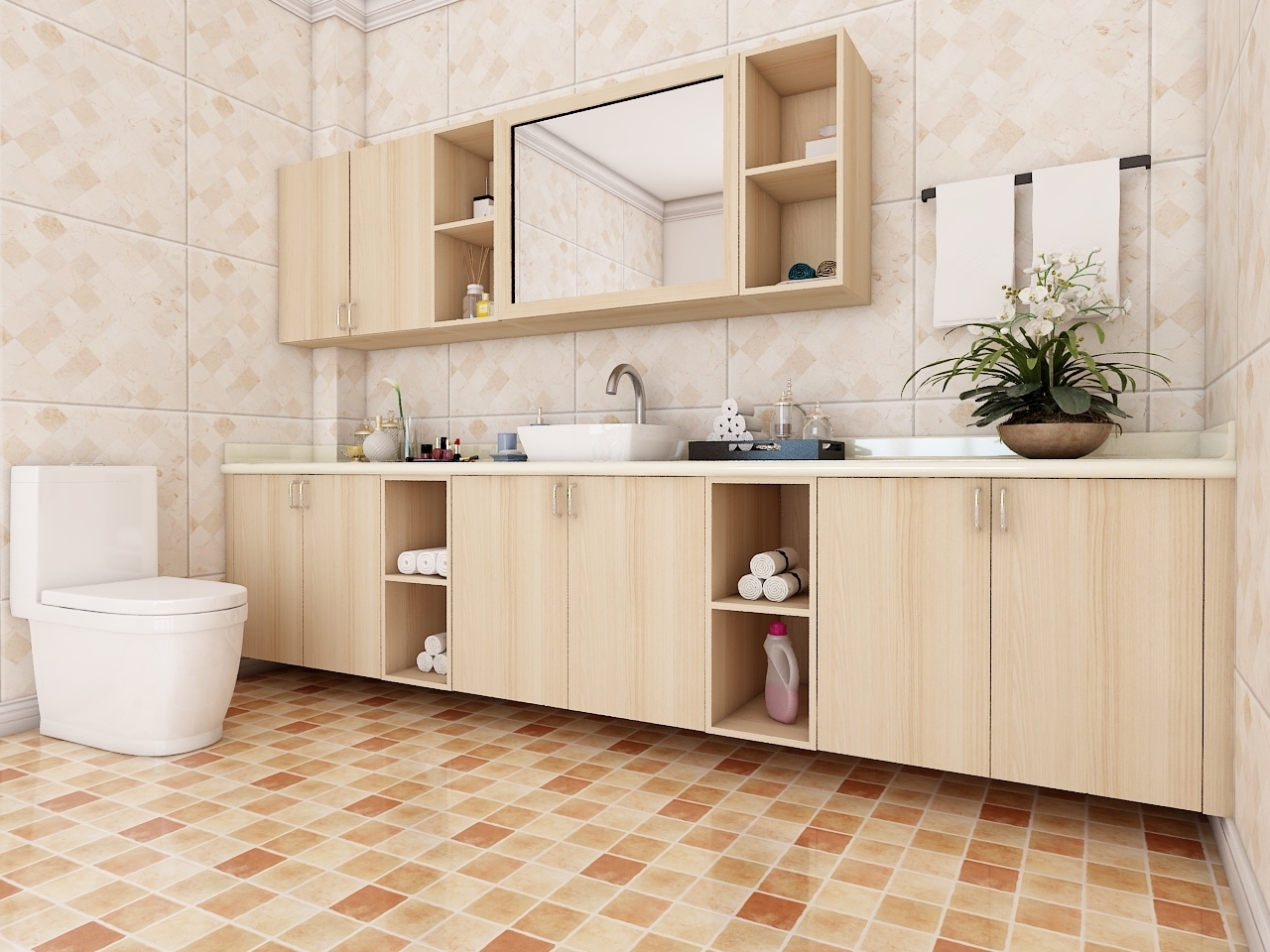e59ed4deece46732 Rural wood-grain bathroom cabinet