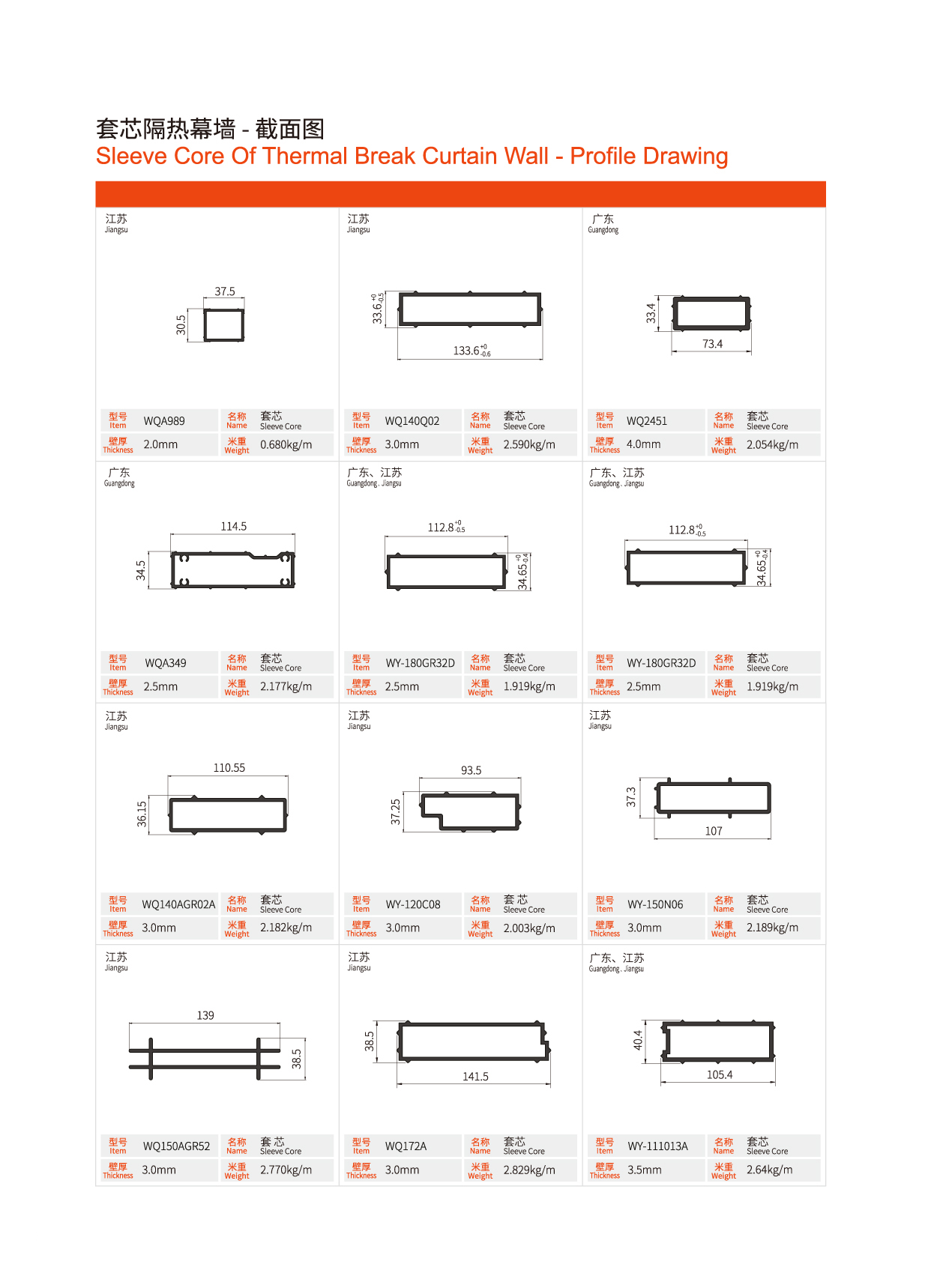 d1be60a574e2109b Sleeve Core Of Thermal Break Curtain Wall